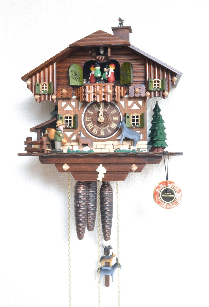 鳩時計 シュヴァルツヴァルド（黒い森）の家、森の情景、可動式狩人