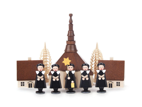 ドイツ 木のミニチュア人形 聖歌隊 - 工芸品